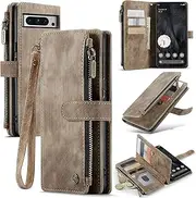 [ELEPIK] for Google Pixel 8 Pro Wallet Case with Card Holder, Kickstand, Wristlet for Women Men, Durable PU Leather Magnetic Wallet Phone Case for Pixel 8 Pro, Elegant Brown