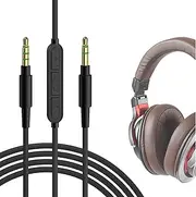 Geekria Audio Cable with Mic Compatible with ATH ATH-M50xBT2 ATH-M20xBT ATH-SR5 Headphones Cable, 1/8" (3.5mm) to 3.5mm Replacement Stereo Cord with Inline Microphone (5.6 ft/1.7 m)