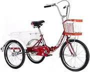 20 Inch Adult Tricycles Foldable Single Speed 3 Wheel Bike with Shopping Basket Three Wheel Cruiser Bike Adjustable for Seniors Women Men, Tricycle