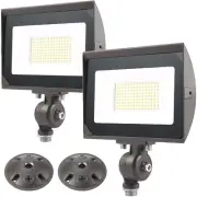 80W Outdoor LED Flood Light with 1/2" Knuckle Mount (Plate Included), 5000K D...