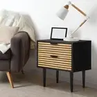 Oikiture 2PCS Bedside Table 2 Drawers Side Table Storage Unit Black