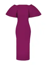 Solace London Lora Crepe Midi Dress - Fuchsia - 14 (UK14 / L) 14 (UK14 / L)