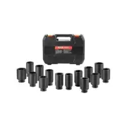 1/2" Drive Deep 6+12-Point 14-Piece Axle Nut Impact Socket Set