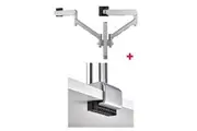 Atdec AWMS-2-D40 Dual 690mm Dynamic Monitor Arms + 400mm Post / 8kg (17.6lb) Flat and Curved Screens + C Clamp Desk Fixing, Silver