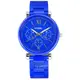 FOSSIL / 限量版 Carlie 優雅迷人 三眼三針 日本機芯 陶瓷手錶 寶藍色 / LE1097 / 38mm