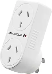 Double Power Adaptor Vertical Surge Protection with Indicator White 10A 240V 2 Outlets SAA