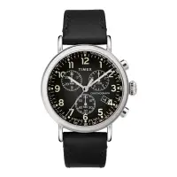 在飛比找博客來優惠-TIMEX 紳士復刻計時皮帶腕錶-銀X黑