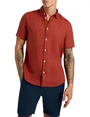 [Marcs] Felix Shortsleeve Linen Shirt in Paprika