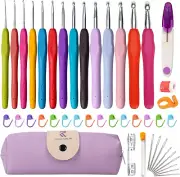 Crochet Hooks 14 Pcs 2Mm(B)-10Mm(N) Ergonomic Crochet Hook Set for Arthritic Ha