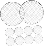Kisangel 10Pcs BBQ Grill Mesh Cooking Mat Disposable Round Grate for Outdoor Camping for Grilling Meat Vegetables Fish and More Smoker Rack for Easy Cleanup