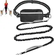 Hands Free Dog Leash Waist Leash for Dog Walking, Running Leash with Zipper Pouch for Medium Large Dogs