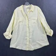 Chico's Touch of Cool Blouse Women's 2 (US 12/14) Yellow Fringe Denim Shirt