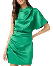 Elliatt Ameera Satin Draped One Shoulder Mini Dress