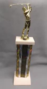 male golf trophy silver column weighted base award