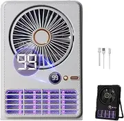 Mosquito Killer Lamp Fan, 2-in-1 Indoor Electric Bug Zapper with Fan, 5 Gears Adjustable Indoor Bug Zapper with Fan, Low Noise, Small Fly Insects Lamp Trap Catching Moth Gnat Flies (Rechargeable-B)