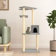 Light Grey Cat Tree with Sisal Scratching Posts 123 cm Multi Level Pet Tower