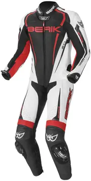 Berik Race-X One Piece Leather Suit, black-white-red, Size 50 for Men Black White Red