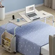 Overbed Table Chair Table, Adjustable Desktop Angle and Height, Mobility Overbed Trolley Computer Laptop Study Desk for Home Bedroom(B)