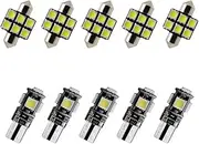 8X-SPEED 10PCS Led Interior Light Bulb 5050 Chip For Infiniti QX56 MK1 2008–2013 (EX)/2014–2017 (QX50) Done Read Glove Box Trunk Vanity Mirror Sun Visor Light