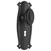 Bungalow Knob Lock Set Black Stamped Brass
