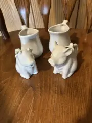 Bistro Blanc White porcelain Milk/Creamer Pitchers 4 All Together