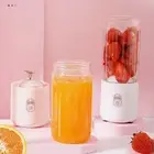 (500ml White)Portable Blender 6 Blades USB Rechargeable Multifunction Mini