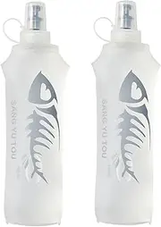 Soft Flask 500ml Running Water Bottle, 2 Pieces Foldable Running Hydration Pack Water Bottle, Leakproof Portable Co-llapsible Water Bottle for Running Hiking Cycling Camping Jogging Travel