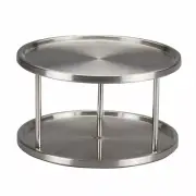 Two-Tier Lazy Susan Stainless Steel Turntable 10.5-inch Kitchen Pantry Storage
