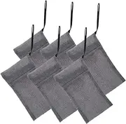 NULYLU 6Pcs Exfoliating Soap Pouches Mesh Soap Bags for Bathing Drawstring Design Grey Color