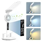 With Fan And Clock Dispaly Reading Desk Lamp Led Table Light Desktop