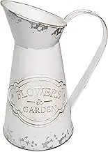 Fovasen Rustic Vase for Flower Home Decor,Metal Shabby Chic Farmhouse Vase Decorative Vase Pitcher Holder for Kitchen Bedroom/Table Centerpieces - 8.9"