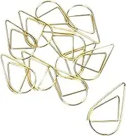 100 Pcs Small Golden Paperclips Stainless Steel Waterdrop Shaped Paperclips Bookmarks Paper Clips Clamps for Memo Paper Photo 15 * 25mm (Gold)