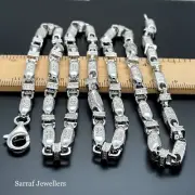 Block Chain 925 Solid Sterling Silver HEAVY Men's Necklace 5MM 28" 30" 32"