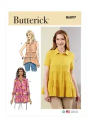 Butterick Sewing Pattern B6897 Misses Tops Button Front Variations Sizes 8-16 UC