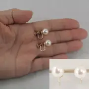 14k Yellow Gold French Screw Back None Pierced White Cultured Pearl Earrings TPJ