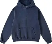 [FAIABLE] Mens Hoodies Pullover Oversized Hoodie Plush Fleece Hooded Sweatshirt Retro Heavyweight Hoodie for Men Couples Winter