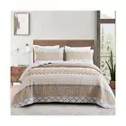 Cotton Quilt King Size, Lightweight Brown Floral King Size Bedspread, Farmhou...