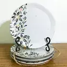 Crate & Barrel Viola Flower Salad Plate Set 4 Hand Painted Dishes 8.5" Portugal