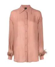 Feather trimmed shirt IT42 Pink