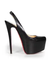 Black Leather Sling Back Heels
