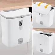 Kitchen Bin Inside Cupboard 7L Compacting Trash Bin with Lid Mountable Hanging Under Sink Compost Bin for Kitchen, Caravan, Space Saving Small Size