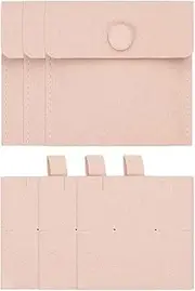 uxcell 8 x 8 cm Microfiber Jewelry Pouches, Snap Button Velvet Jewelry Pouches with Insert Luxury Gift Bag for Storing Ring Bracelets Necklaces Earring Envelopes, 3 Pcs (Pink)