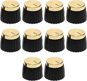 ECSiNG 10PCS Audio Knobs Shaft Pots Knob Amplifier Push On Audio Knob Barrel Audio Knob Compatible with Marshall Amp JCM 800 900 2000 Plexi JMP, Black and Gold