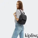 『猴子包』KIPLING 曜岩黑品牌經典圓標拉鍊掀蓋後背包-CITY PACK MINI