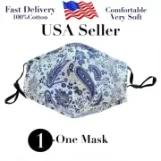 Mask, 100% Cotton Face mask Handmade face mask washable, Included 2 Filter PM2.5