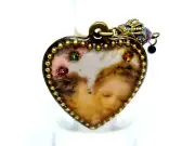 Michal Negrin Drawing Child Kiss Enamel Crystal Heart-shaped Ring.