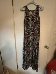 Roaman's Plus Size Teal Graphic Print Knit Sleeveless Dress Size M(14/16)