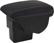 Car Center Console Armrest Box Storage Box With USB Port No Punching (Red Line) Compatible For Kia Soul 2006-2017