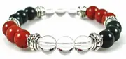Crystal Gemstone Bracelet - Handcrafted - Natural Bloodstone, Clear Quartz, and Red Jasper 8mm