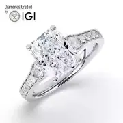 Radiant Solitaire Labgrown Diamond Engagement Ring Platinum 3.55 Ct